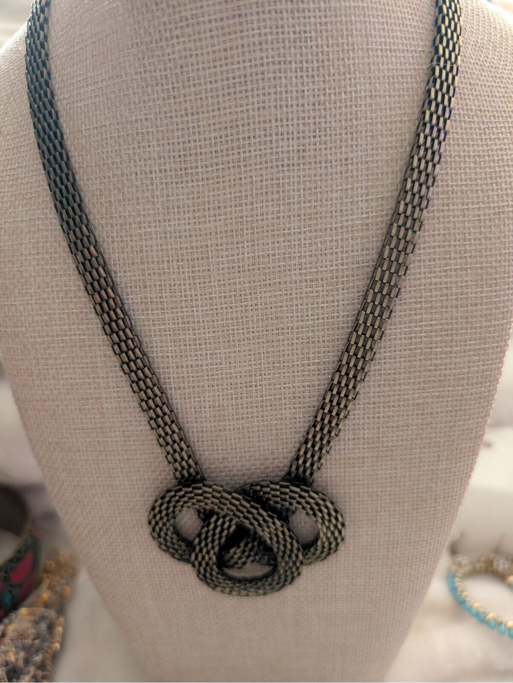 Bronze Celtic love knot  mesh necklace
